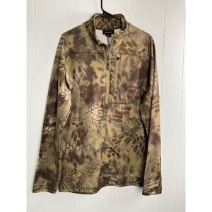 Ariat Mens Kryptek Highlander Camo Quarter Zip Grid Fleece Pullover Tan Brown M